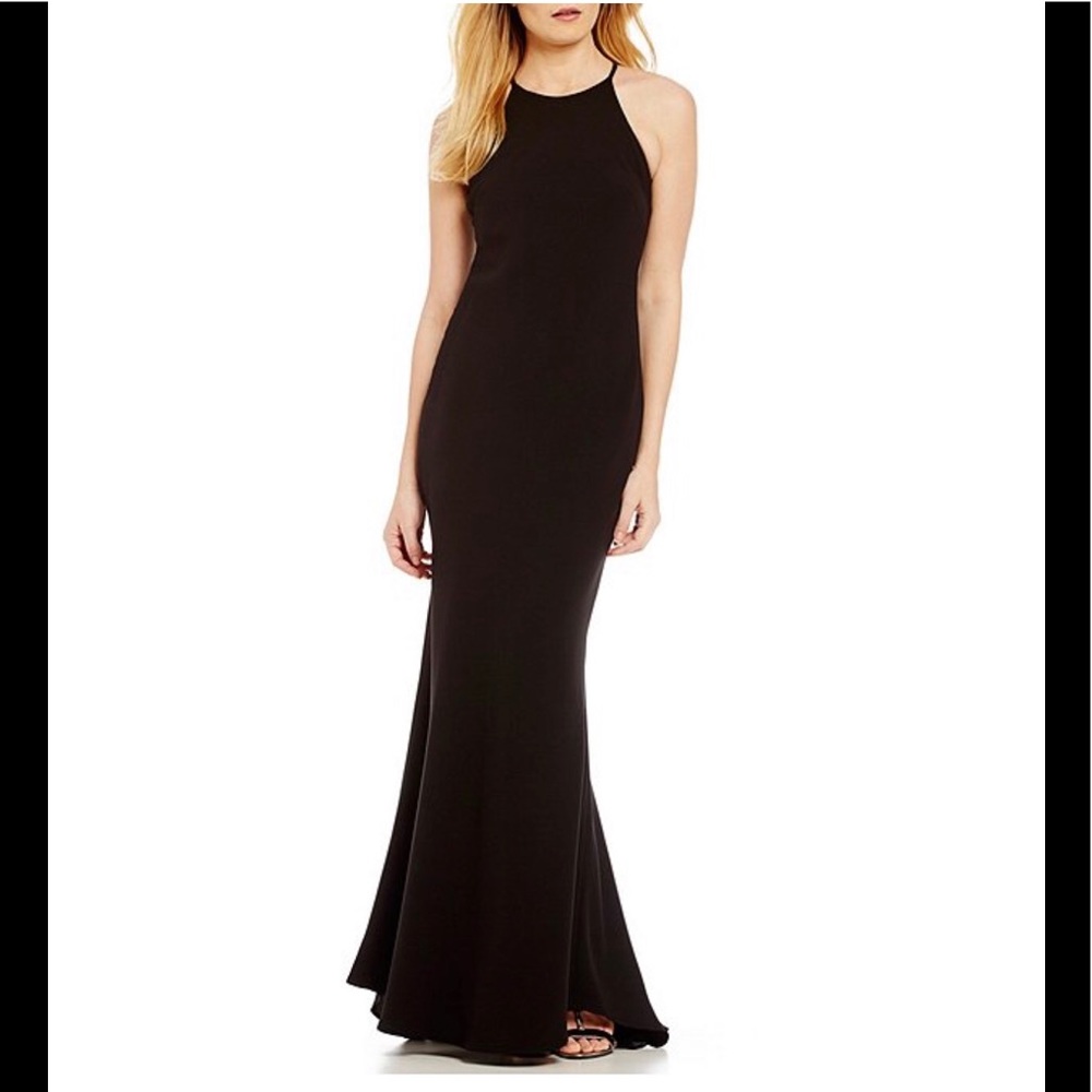 Calvin Klein Crepe Halter Gown